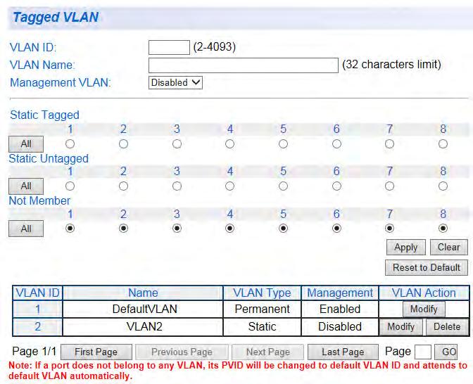 Chapter 13: Virtual LANs Modify a Tagged VLAN To modify the name or port assignments of a tagged VLAN, perform the following procedure: 1.