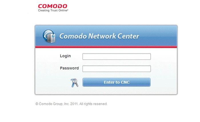 Logging-in to the Administrative Console The next stage after installing and starting Comodo Network Center is logging-in with predefined user account.