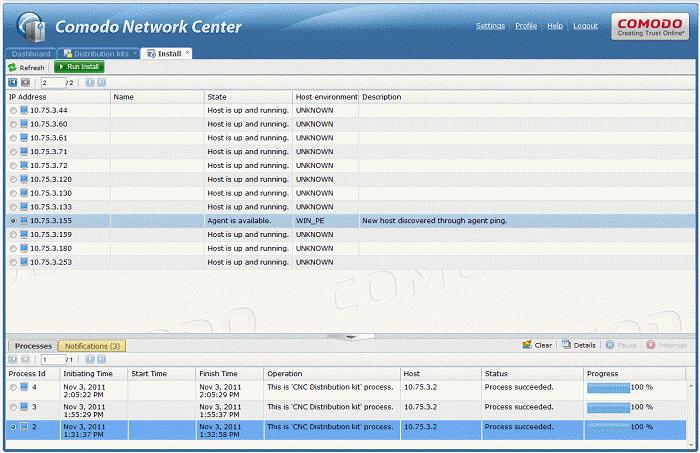 Installation Wizard Comodo Network Center installation wizard provides strep-by-step guidance to install an operating system.