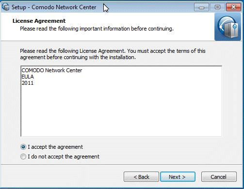 After you have read the End-User License Agreement, check the 'I accept the agreement' checkbox and click 'Next' to continue