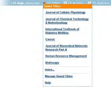 Section 3: MY PROFILE 3.1 Navigation Bar DID YOU KNOW... Every registered user of Wiley InterScience has their own personalized Navigation Bar and My Profile area.