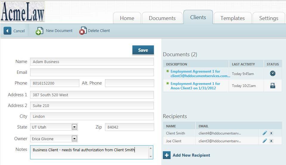 HotDocs Document Services ~ February 2012 Page 8 FILTERING CLIENTS 'Filter Clients' - enables Clients to be searched by keywords.