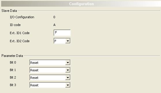Configuration 20/41 3.4 Configuration At the pane Configuration the Slave Data and the Parameter Data of the generic AS-Interface Slave device station can be set.