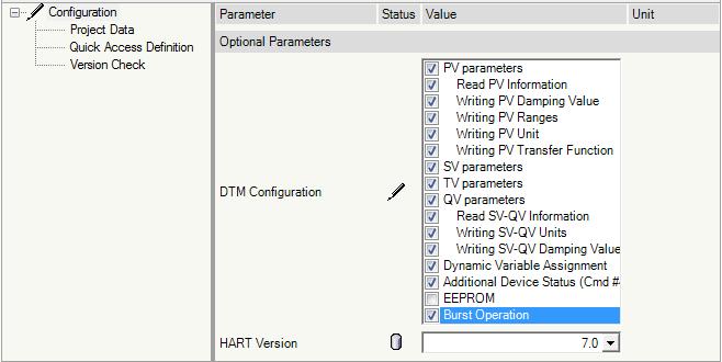 Identification function Options for function declaration Version check Within the list of optional parameters on the