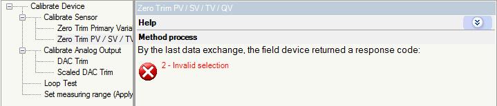 If another variable of the device is selected an