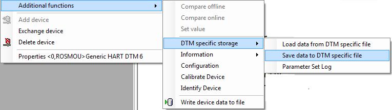 12. Save/load parameter data record The parameter data record of a field device which is processed using the Generic HART DTM can be saved as a file.