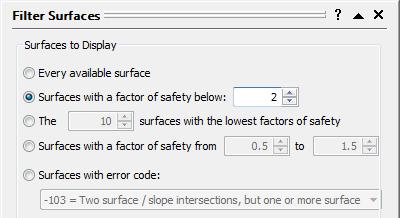 Filter Surfaces When displaying either the Minimum Surfaces, or All Surfaces, as