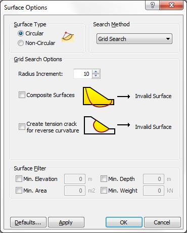 Boundaries can be entered graphically in Slide, by simply clicking the left mouse button at the desired coordinates. The Snap options can be used for entering exact coordinates graphically.