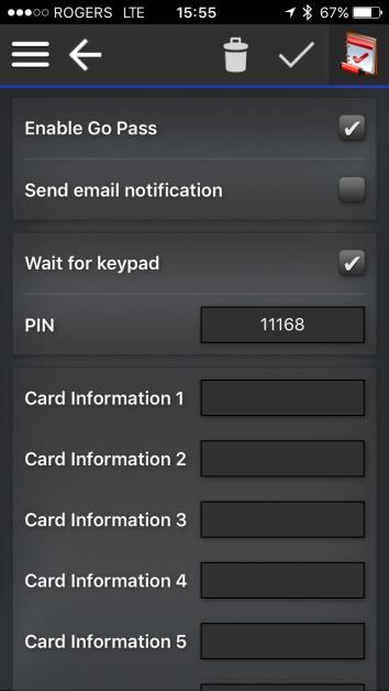 Support for EntraPass Go Pass by giving the ability to enable the feature & send an email Support for Card Expiry