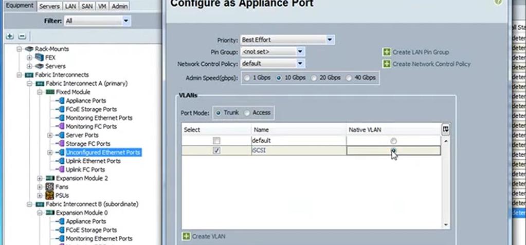 Step 5 Right-click the selected port and choose Configure as Appliance Port. Step 6 If the Cisco UCS Manager GUI displays a confirmation dialog box, click Yes.
