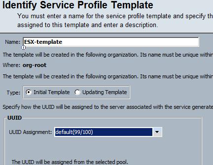 Creating a Service Profile Template #TOP Note: There are two types of Service Profile templates (initial and updating). For any iscsi SANboot hosts you will need to use an initial template.