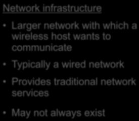 Infrastructure Mode (APs) Network infrastructure Infrastructure mode Larger network