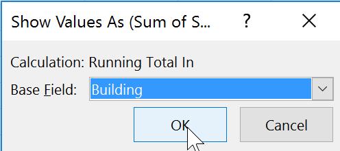 Running Total 1. Right mouse click a cell within the total column.