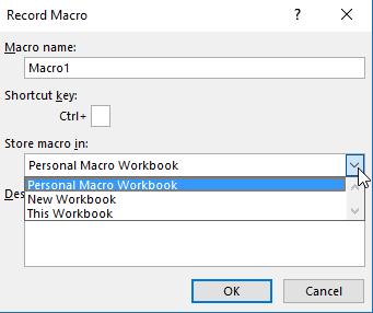 When you have the proper cell selected, you can then go through the process of selecting the Macros drop-down command, selecting View Macros from the menu, choosing the macro that you would like to