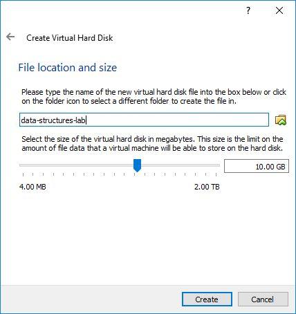 Create a Xubuntu VM > A 10 GB virtual hard drive is sufficient for