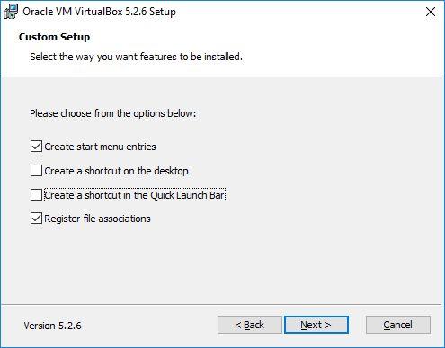 Installing VirtualBox > Defaults are fine > I don t like Desktop or