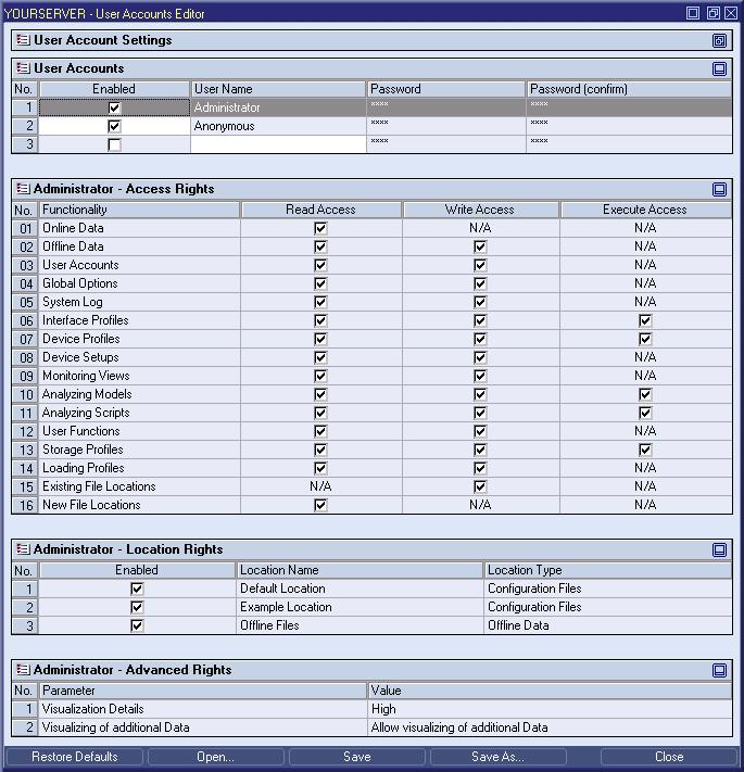 4000 X-Tools - User Manual - 03 - Main Management System 2.3 User Accounts Editor 2.3.1 Overview The User Accounts Editor is used in order to visualize and edit the user accounts of the currently connected X-Tools Servers.