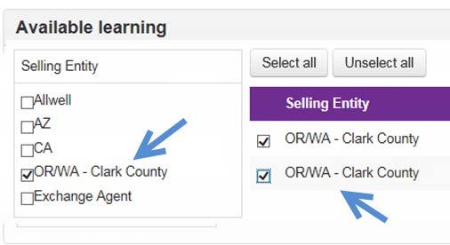 Registration Step 4 of 4 2019 Certification Training Assignment: First select your Selling Entity on the left.