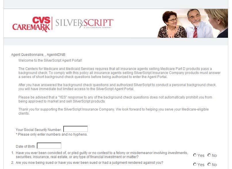 Background Check Questionnaire Upon your first visit to the SilverScript Enrollment Portal, you will be prompted to complete a brief but required Background Check Questionnaire.