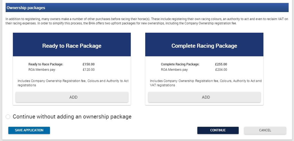 6.2 Ownership Packages Here, you can select extras to your Company registration.