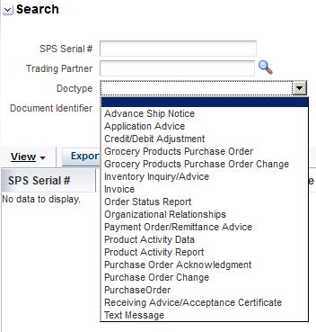 5 Business Documents Business documents are within the SPS Commerce data center. 1. Select the desired search parameters and click the Search Button.