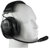 BTH-800-OHB WIRELESS Bluetooth Dual Muff Headset WITH BOOM MIC - Over the Head (Aviation Style) - Flat Black.