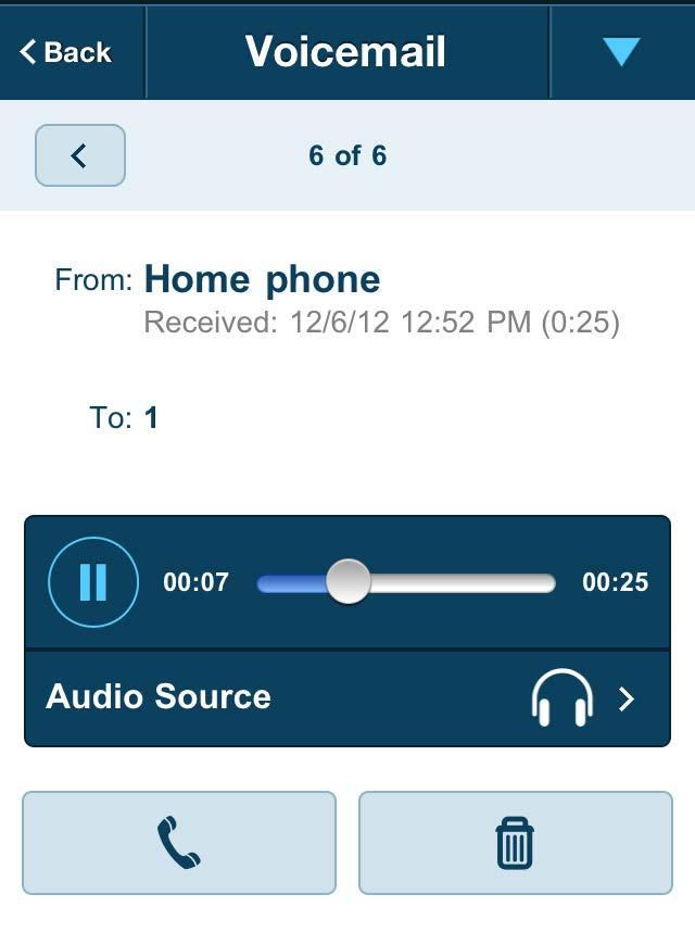 RingCentral Office@Hand from AT&T Mobile App Department Manager Guide Main Menu Tap the handset button to return the call (the Department will need to have a Direct Number to make outbound calls).