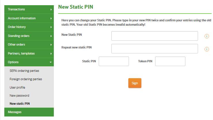 2.3 PIN change We recommend that you change your password after the first login by clicking the [Settings] [New static PIN code] menus.