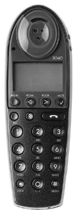 GETTING STARTED About the Handsets The Model 3040 is shown below the Model 4040 is shown on page 3. See Feature and Dialpad Button Descriptions on page 4 for information about the handset buttons.
