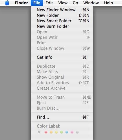 File Starting at the top. You can choose to create what is called Finder Window, or a new folder to contain any kind of file you want to add to your hard drive.