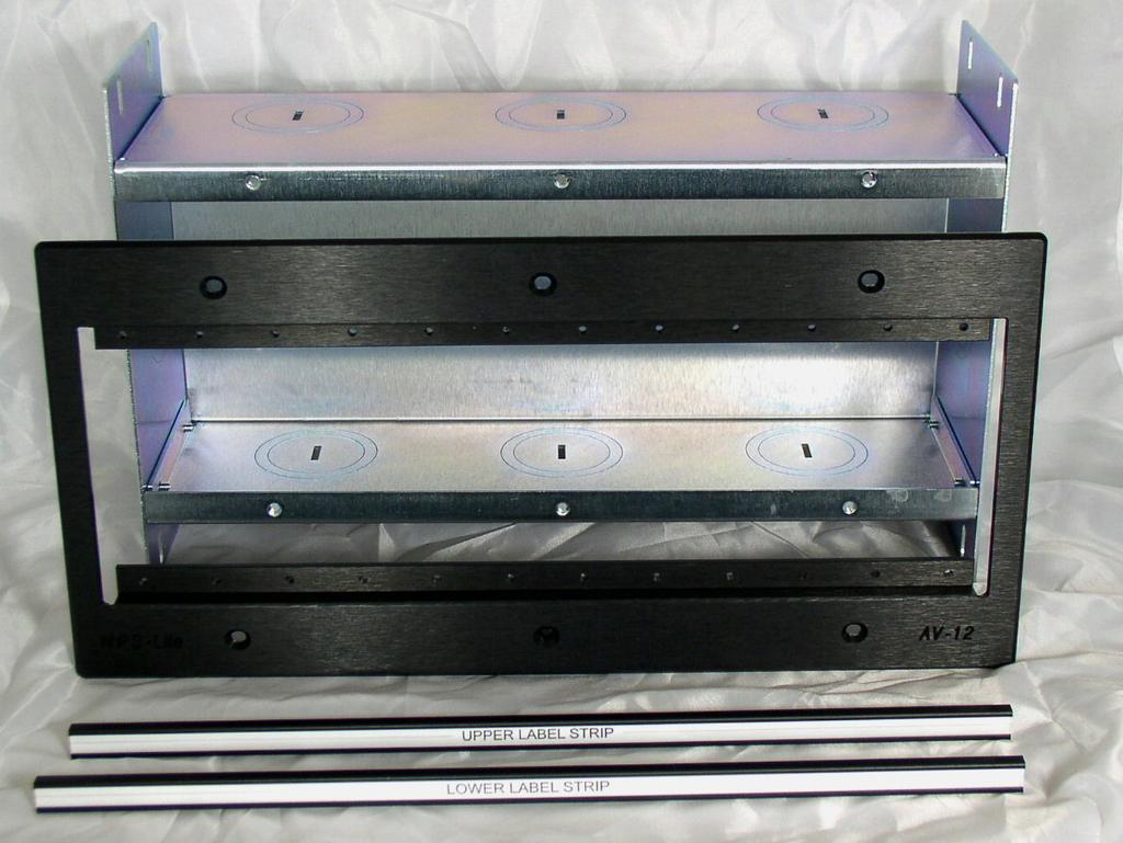 The Back-Box is comprised of a 11"(w) x 5"(h) x 31/2"(d) deep channel and 2 end plates for