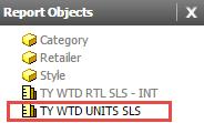Report Objects Report Objects are an item that most users will see turned on by default It lists each of the attributes and metrics chosen for that report It s a tool used to help refine the results