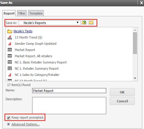 Saving Reports Once a report has been run, it can be saved If it s the first time that particular set of attributes and metrics have been saved, it s best to utilize Save As instead of Save Save As