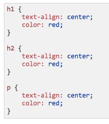 GROUPING SELECTORS In style sheets there are often elements with the same style: To minimize the code, you can group selectors.