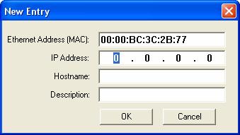 Open BOOTP/DHCP server software and wait for the MAC address to appear.