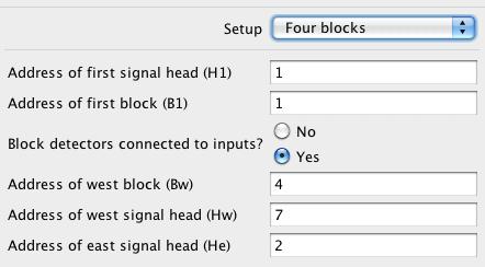 4 Setup Setup selection is located in the DecoderPro Setup tab. The CSCe has several built-in signal arrangements called Setups that can be implemented without any custom programming.