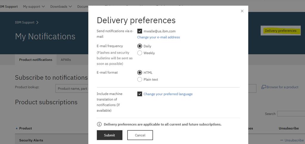 Click on Delivery preferences, to