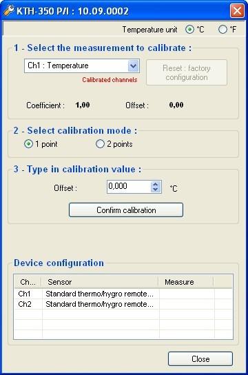 The Device configuration displays the measured values (every 5 seconds) the displayed values are the ones selected in the previous configuration of the instrument. IV.