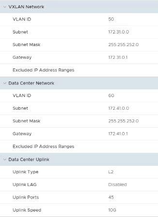 1 vsan Network per workload domain Examples of the networks are shown in the following images.