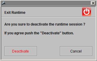 Process control runtime 9.8 System operator input Procedure 1. Switch to button set 2, if this button set has not yet been set. 2. Click this button. A message dialog box opens: 3. Click "Deactivate".
