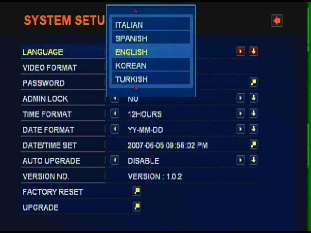 By using up or down button, supported language can be selected. 2) VIDEO FORMAT: NTSC/ PAL Video format is automatically detected after power ON.