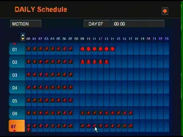 When recording schedule of Weekly SET is finished, or mark in date Box will be added. This mark indicates there is MANUAL setting in specific day.