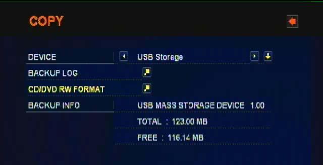 1) DEVICE: USB or CD-R,R/W or DVD R/W USB: USB Memory Driver CD-R,R/W or DVD R/W 2) BACKUP LOG: NONE or ENTER All of log information including DVR power ON/ OFF, recording time, event