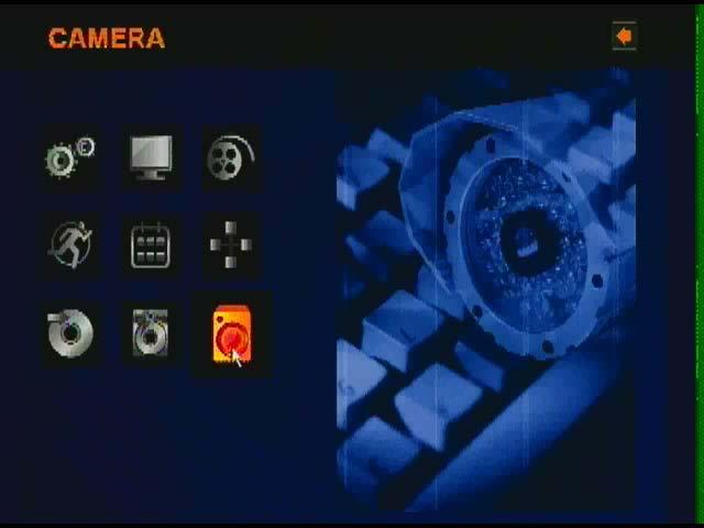 10. CAMERA SETTING CAMERA in the main menu can be selected by movement button such as LEFT, RIGHT or UP, DOWN
