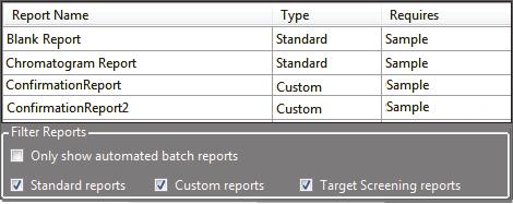 Generating Reports Use the Generate Only features to create sample-level reports. You cannot use the View Only features to view custom or target screening reports until you generate the report.