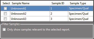 To select a sample 1. Open the Sample File list to display all samples in the batch. 2.