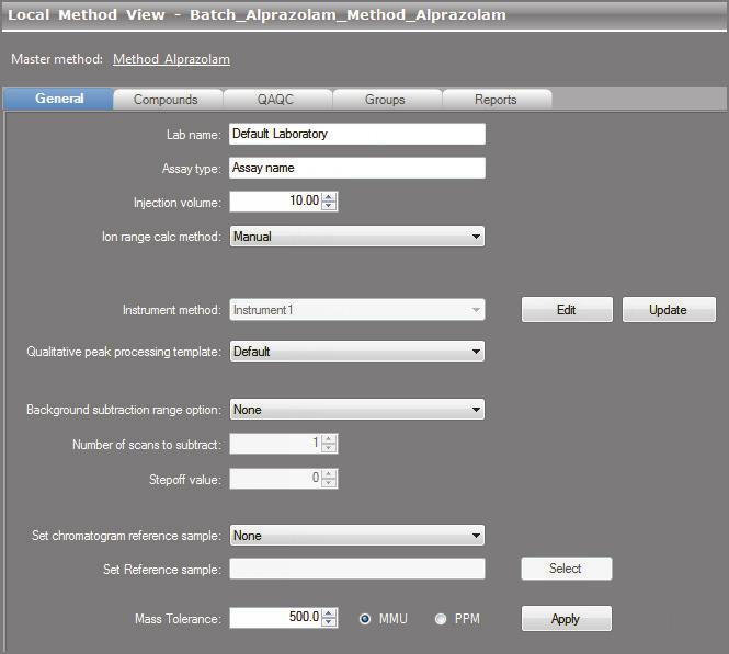 Local Method View In the Local Method view of the Analysis mode, you can edit only the local copy of the method, or you can edit the master method and overwrite the local copy with the edited master