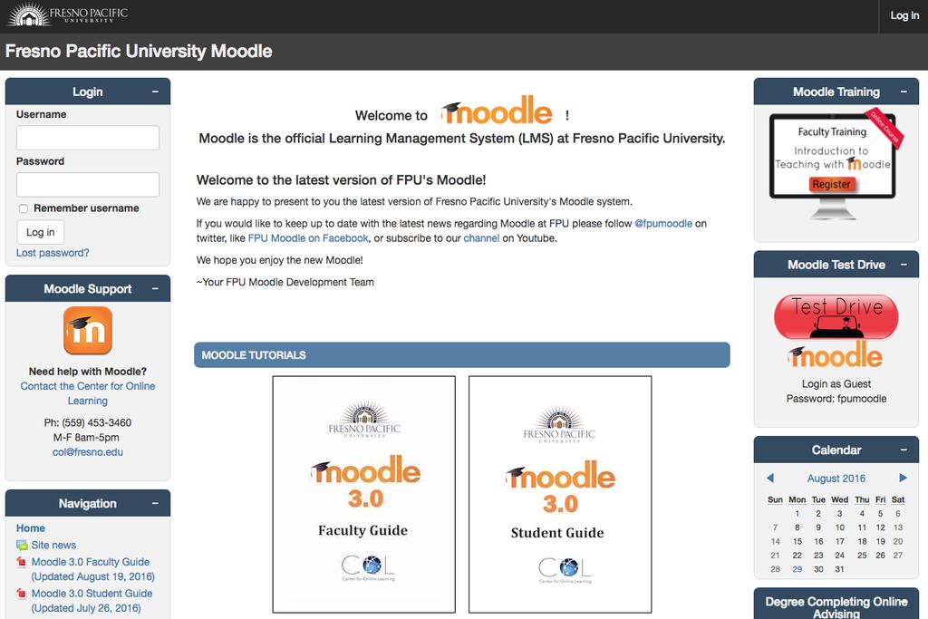 Getting Started with Moodle Welcome to Moodle, Fresno Pacific University s official Learning Management System (LMS)