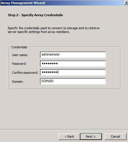 Figure 4: Credentials Add the second Forefront UAG Server to the array.