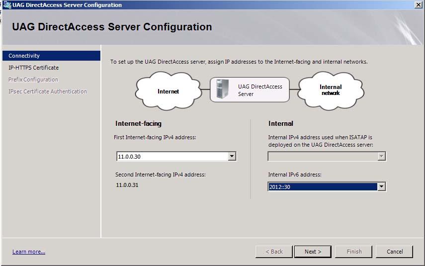 DirectAccess Server Configuration 1. Select the Configure link within Step 2.